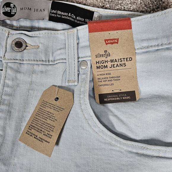 Levis Silvertab Jeans Womens 32x27 Blue High Waisted Mom Tapered Skater Indie - Picture 4 of 16